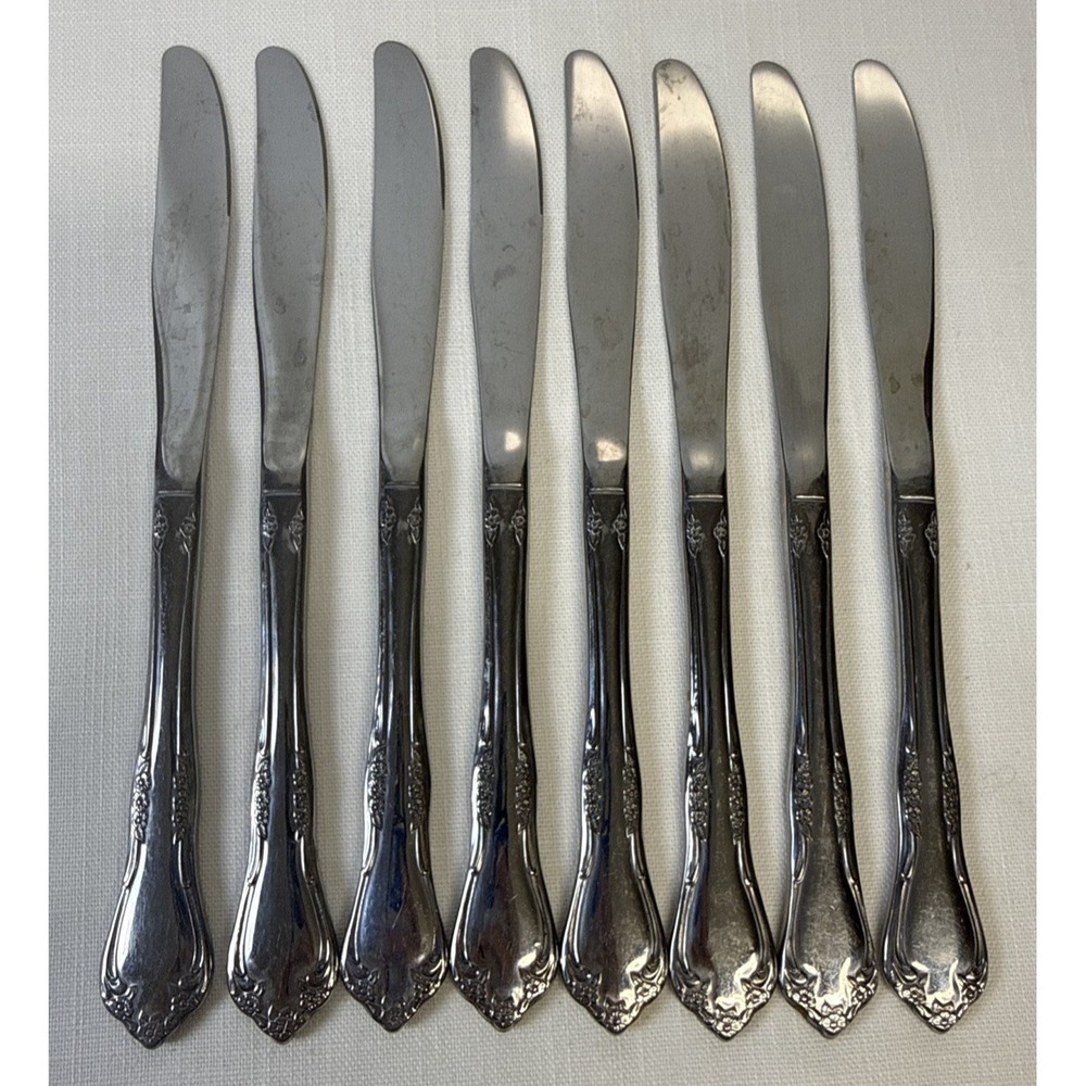 Oneida Mansfield Amadeus Dinner Knives 8 SOLID Stainless Wm A Rogers READ‎